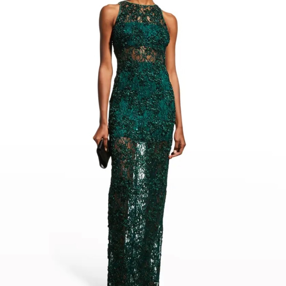 SHO Ribbon and sequin gown in forest